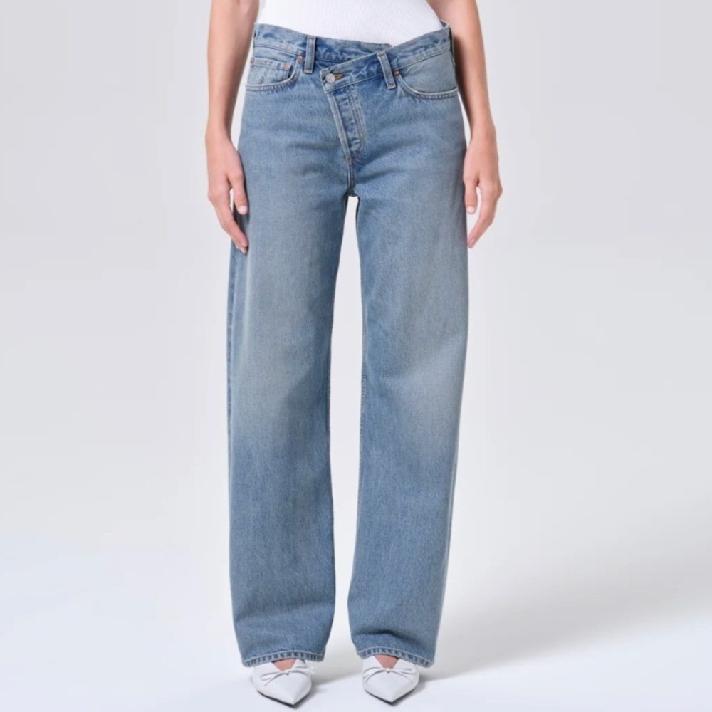 Agolde Criss Cross‎ Upsize High Rise Straight Leg Jeans Light Wash Blue Size 26